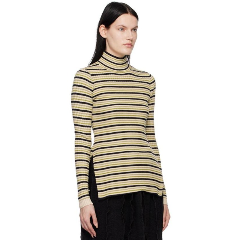 Proenza Schouler Rib Knit Striped Turtleneck Sweater Silk Cotton Y2k Style Top
